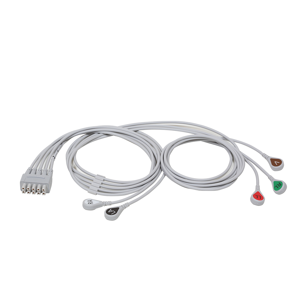 ECG Leadwire set, 5-lead, grouped, snap, AHA, mix 74 cm/29", 130 cm/51" 1/pack ECG Leadwire set, 5-lead, grouped, snap, AHA, mix 74 cm/29", 130 cm/51" 1/pack